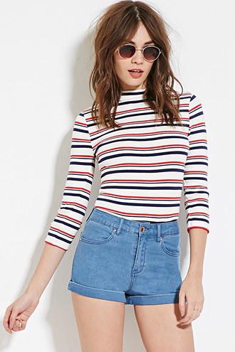 Forever21 Women's  Medium Denim High-waisted Denim Shorts