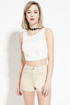Forever21 Women's  Khaki High-waisted Denim Shorts