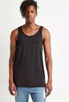 21 Men Men's  Black Vented-hem Pocket Tank