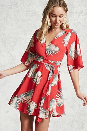Forever21 Contemporary Leaf Wrap Dress