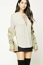 Forever21 Lace-up Dolphin Hem Top