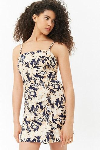 Forever21 Linen Floral Print Dress
