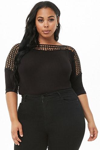 Forever21 Plus Size Lattice-trim Top