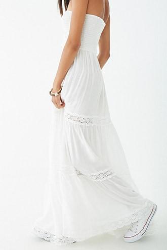 Forever21 Strapless Smocked Crochet-trim Dress