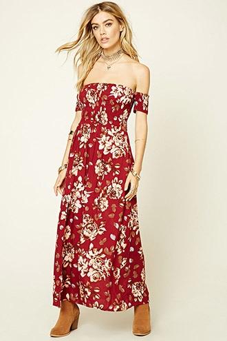 Forever21 Women's  Reverse Floral Print Maxi Dress