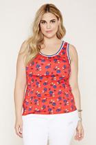 Forever21 Plus Women's  Plus Size Rose Print Tank