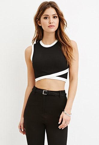 Forever21 Contrast-trimmed Crop Top