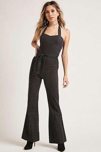Forever21 Flared Denim Jumpsuit