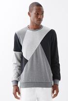 21 Men Heathered Pieced Colorblock Sweatshirt
