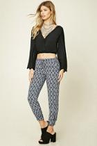 Forever21 Women's  Blue & Navy Ornate Zippered Joggers