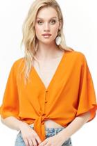 Forever21 Dolman-sleeve Tie-front Top
