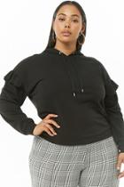 Forever21 Plus Size Hooded French Terry Ruffle-trim Top