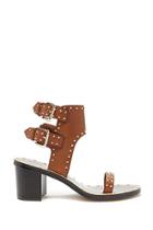 Forever21 Women's  Tan Studded Faux Leather Sandals