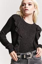 Forever21 Glitter Knit Ruffle-trim Sweater