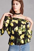 Forever21 Lemon Print Off-the-shoulder Top