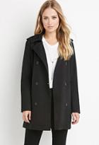 Forever21 Women's  Double-breasted Trench Coat (black)
