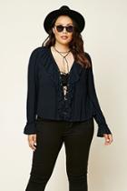 Forever21 Plus Women's  Peacock Plus Size Lace-up Top