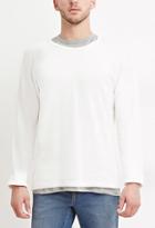 21 Men Men's  Cream Slub Knit Raglan Tee