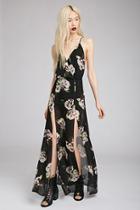 Forever21 Rose Print M-slit Dress