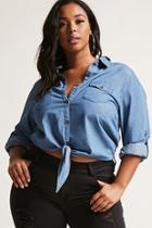 Forever21 Plus Size Chambray Self-tie Shirt
