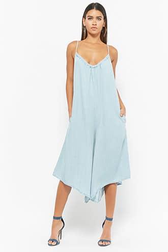 Forever21 Chambray Culotte Jumpsuit