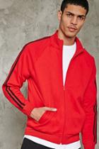 21 Men Men's  Red & Black Two-stripe Knit Track Jacket