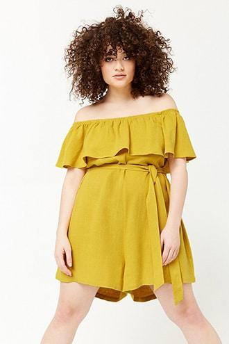 Forever21 Plus Size Off-the-shoulder Flounce Romper