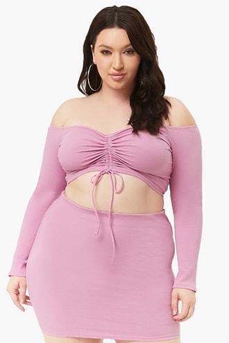 Forever21 Plus Size Off-the-shoulder Top & Skirt Set