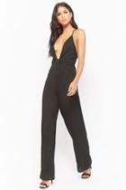 Forever21 Gathered Plunging Wide-leg Jumpsuit