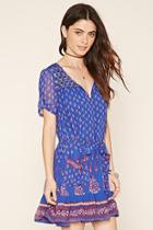 Forever21 Women's  Royal & Magenta Floral Crochet-paneled Dress