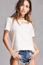 Forever21 Distressed Ripped-neck Tee
