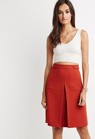 Forever21 Inverted Front-pleat A-line Skirt