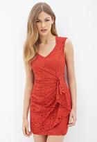 Forever21 Contemporary Gathered Floral Lace Dress