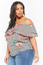 Forever21 Plus Size Striped Floral Ruffle Top