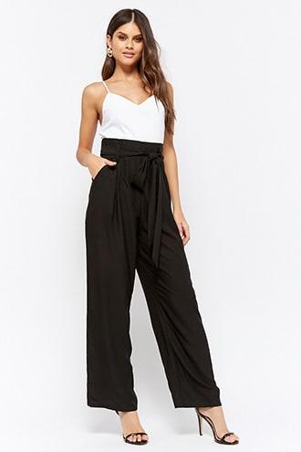 Forever21 Combo Paperbag Wide-leg Jumpsuit