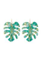 Forever21 Marble Palm Leaf Drop Earrings