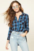 Forever21 Women's  Plaid Flannel Side-slit Shirt