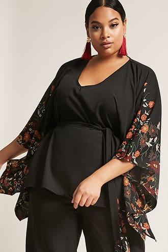 Forever21 Plus Size Woven Floral Poncho