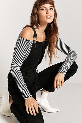 Forever21 Concealed Snap-button Denim Overalls