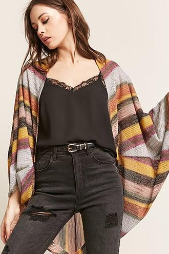 Forever21 Multicolor Stripe Open-front Cardigan