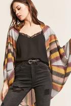 Forever21 Multicolor Stripe Open-front Cardigan
