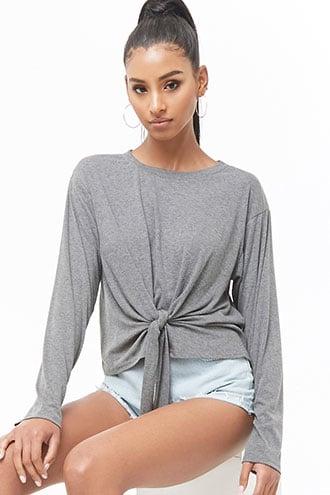Forever21 Marled Tie-front Top