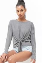 Forever21 Marled Tie-front Top