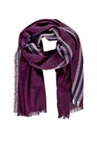 Forever21 Frayed Stripe-patterned Scarf (wine/navy)