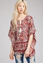 Forever21 Abstract Print Peasant Blouse