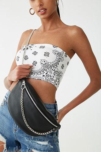 Forever21 Faux Leather Chain-accent Crossbody