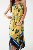 Forever21 Tropical Leaf Print Handkerchief Dress