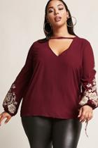 Forever21 Plus Size Embroidered Chiffon Top