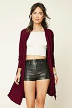 Forever21 Women's  Burgundy Marled Open-front Cardigan