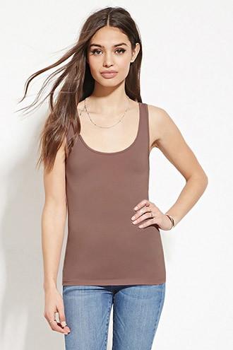Forever21 Women's  Walnut Stretch Knit Tank